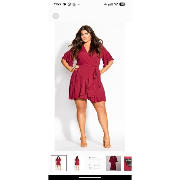 SzāXL (22/3XL) City Chic Dress Fiesta Fun in Rhubarb - BNWT! - Picture 1 of 10